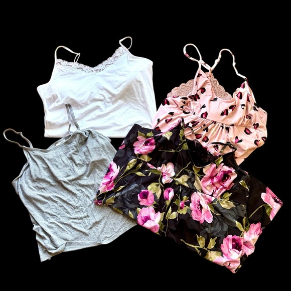 Stylish Women's Camisole & PJ Collection - White, Pink, Gray, and Black Floral - Picture 3 of 13